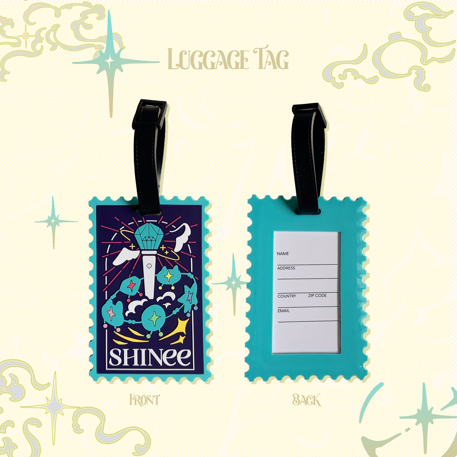 SHINee Lightstick Luggage Tag | K-pop Fan Travel Accessory – Minty